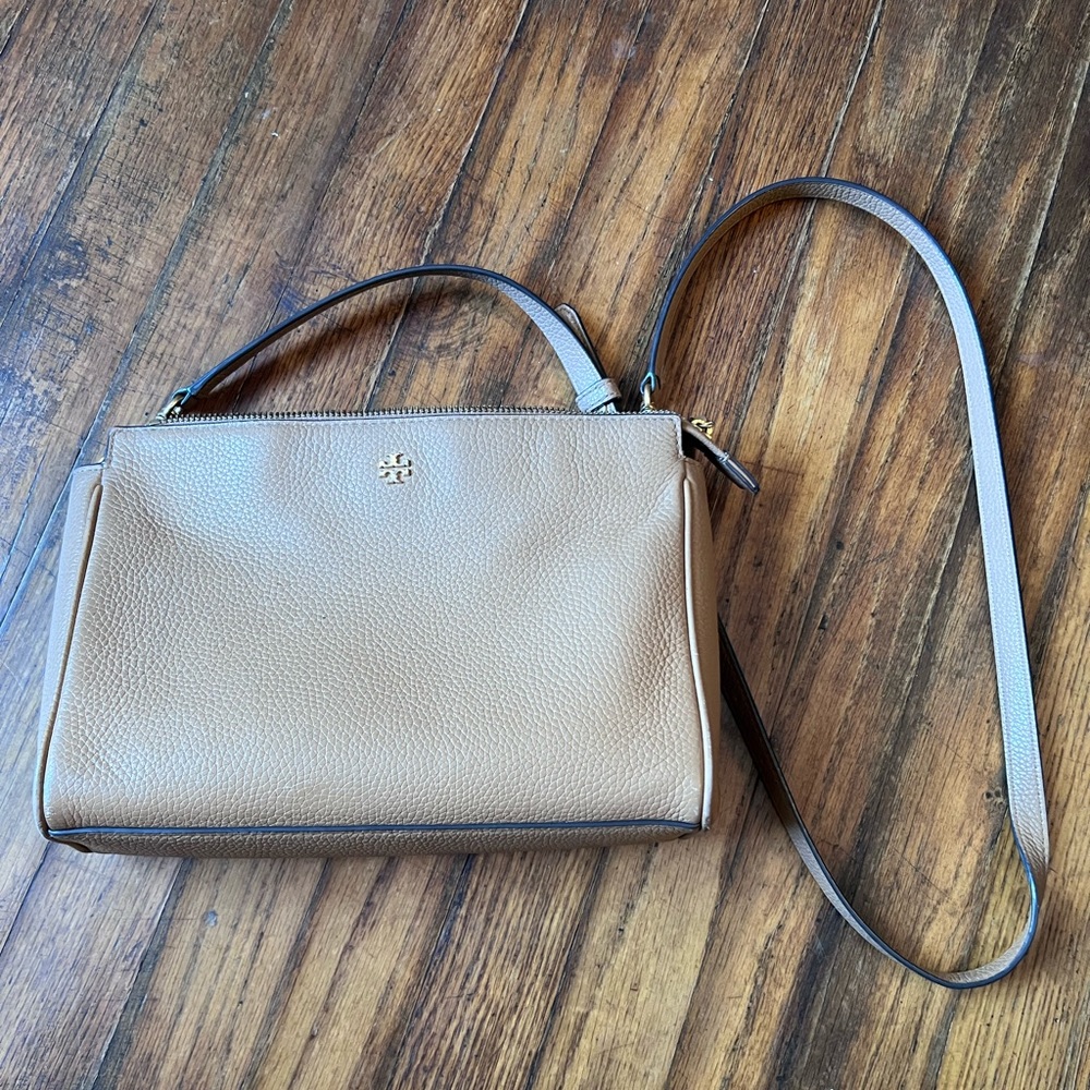 Tory Burch Kira Pebbled Leather Top-Zip Crossbody Bag
